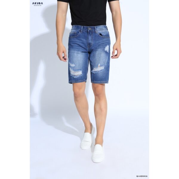 Quần Short Jean Nam Rách Thời Trang Cao Cấp AKUBA Form Skinny | 01D19133 - Hình ảnh 3