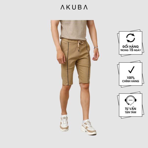 Quần short kaki nam cao cấp AKUBA form slimfit, thun co giãn, thoải mái vận động AB2049 - Hình ảnh 2