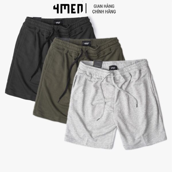 Quần Short Nam Regular Tag Kim Loại 4MEN QS030 lưng thu, vải nỉ cao cấp, cách nhiệt tốt từ polyester