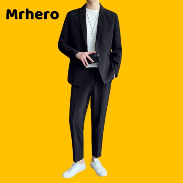 Set Blazer Nam Form Xuông Rộng Mrhero Kèm Quần Âu Nam phong cách Hàn Quốc SET2 M.RO - Hình ảnh 4