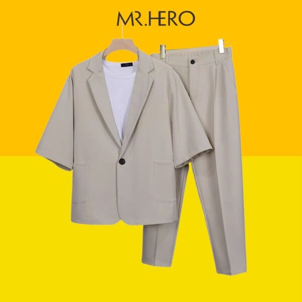 Set blazer nam tay lỡ quần âu công sở chun co giãn thoải mái Set08 M.RO bộ vest nam form rộng thời trang Hàn Quốc Mrhero