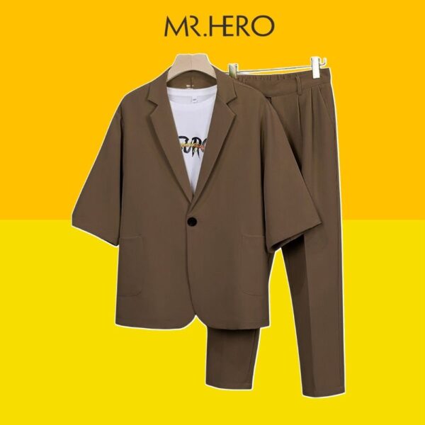 Set blazer nam tay lỡ quần âu công sở chun co giãn thoải mái Set08 M.RO bộ vest nam form rộng thời trang Hàn Quốc Mrhero - Hình ảnh 2