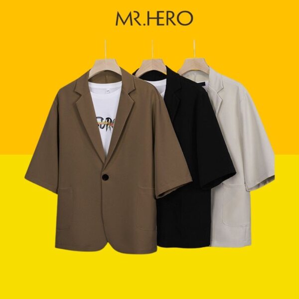 Set blazer nam tay lỡ quần âu công sở chun co giãn thoải mái Set08 M.RO bộ vest nam form rộng thời trang Hàn Quốc Mrhero - Hình ảnh 4