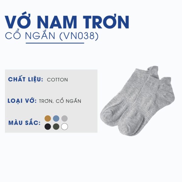 Vớ cổ ngắn 4MEN VN038 trơn vải cotton thấm hút mồ hôi, nhiều màu đẹp, co giãn, thoáng khí - Hình ảnh 2