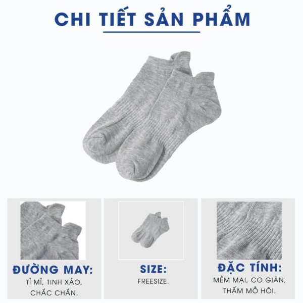 Vớ cổ ngắn 4MEN VN038 trơn vải cotton thấm hút mồ hôi, nhiều màu đẹp, co giãn, thoáng khí - Hình ảnh 3