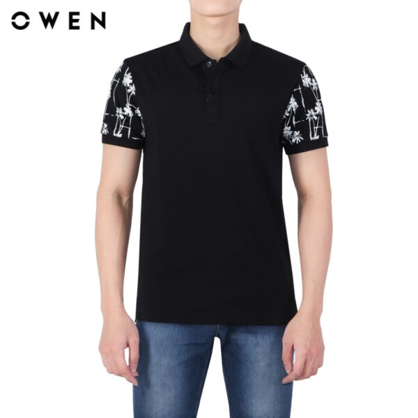 Áo polo ngắn tay Nam Owen Cotton Bodyfit màu Đen - APV23717