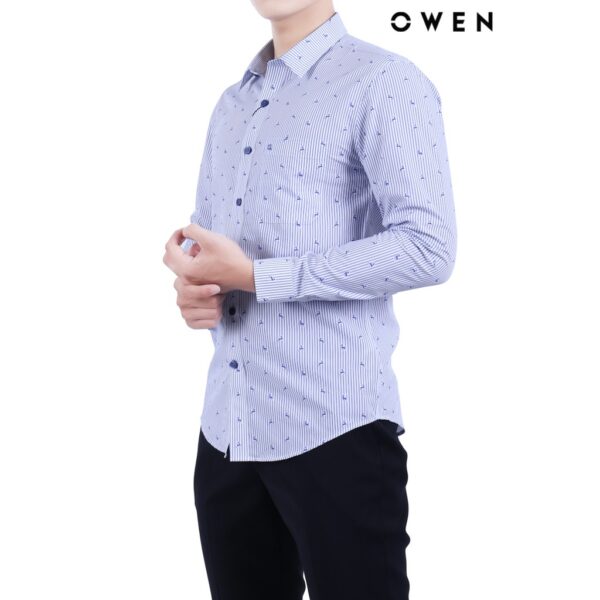 Áo sơ mi dài tay OWEN Bamboo Slimfit có túi màu xanh - AS20838DT - Hình ảnh 2