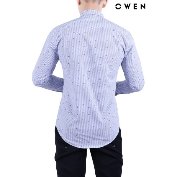 Áo sơ mi dài tay OWEN Bamboo Slimfit có túi màu xanh - AS20838DT - Hình ảnh 3