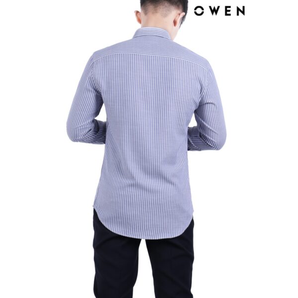 Áo sơ mi dài tay OWEN Bamboo Slimfit có túi màu xanh navy - AS22247DT - Hình ảnh 3