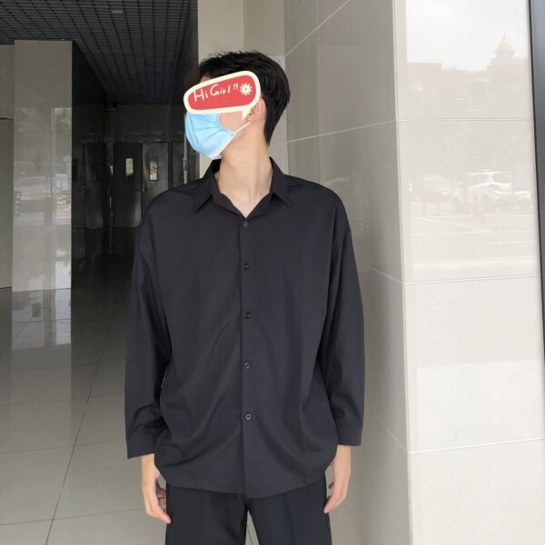Áo sơ mi nam nữ dài tay Basic cơ bản màu trắng và đen sơ mi lụa mịn mát form rộng suông ,mã TM-SM1015 5 - Hình ảnh 7