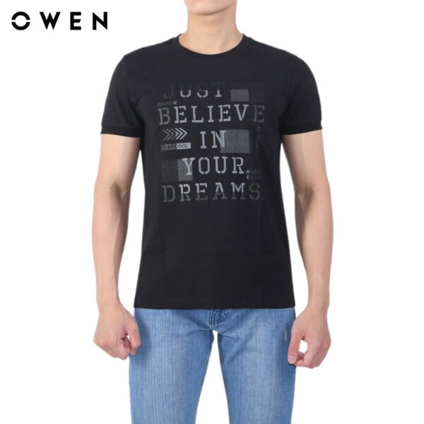 Áo Tshirt ngắn tay Nam Owen Cotton Slim Fit Đen - TSN23657