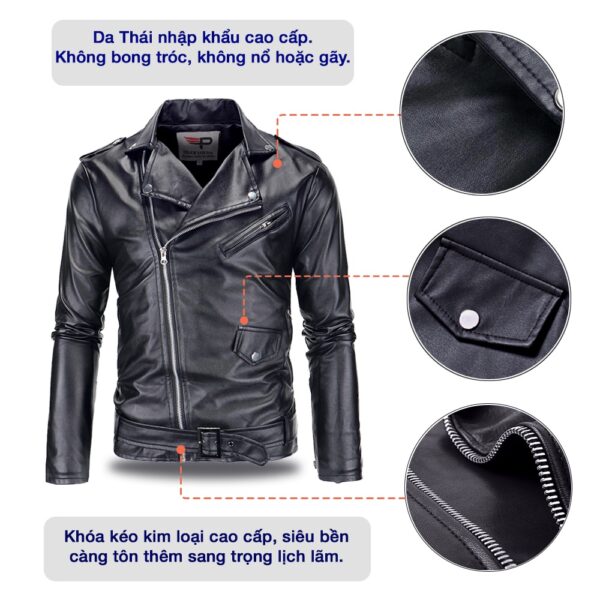 [Mã BMLTA50 giảm đến 50K đơn 99K] Áo khoác da nam lót dù kiểu dáng biker thời trang SPMADN10 PigoFashion - Hình ảnh 2