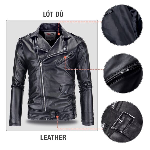 [Mã BMLTA50 giảm đến 50K đơn 99K] Áo khoác da nam lót dù kiểu dáng biker thời trang SPMADN10 PigoFashion - Hình ảnh 3