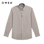 OWEN – Áo sơ mi dài tay Regular Fit Be trắng Bamboo – AR221062DT