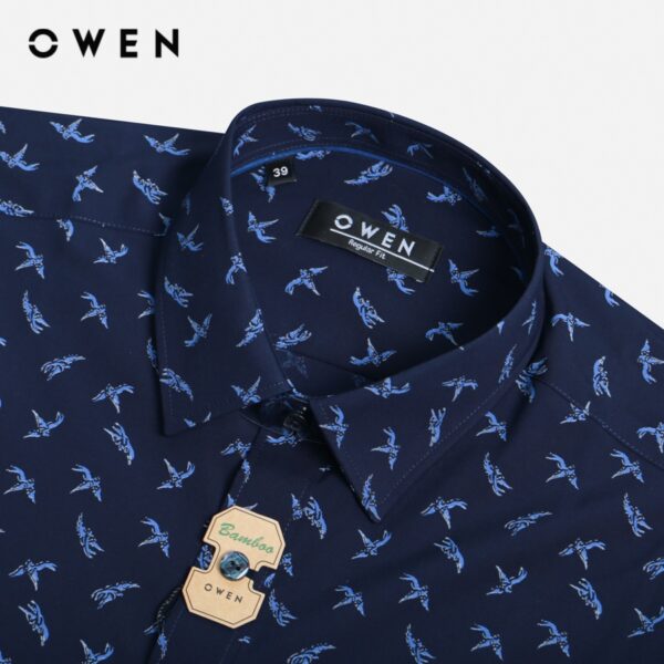 OWEN - Áo sơ mi dài tay Regular Fit màu navy hoạ tiết Bamboo - AR20865DT - Hình ảnh 2