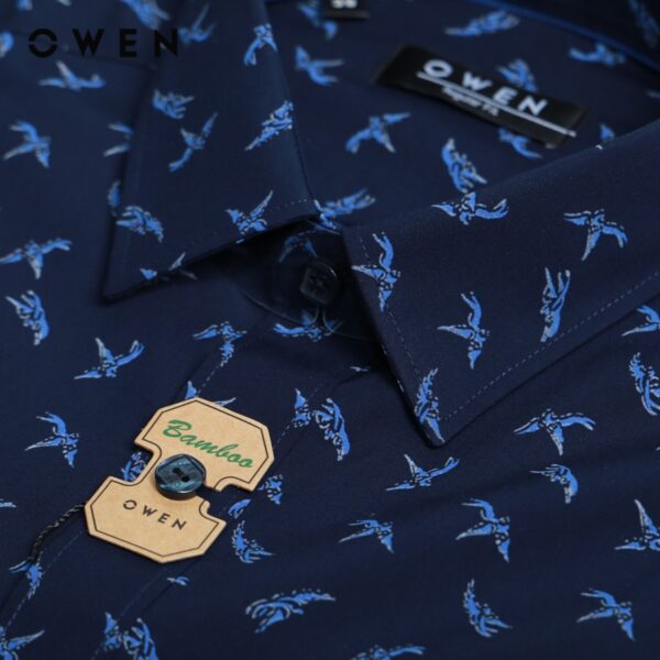 OWEN - Áo sơ mi dài tay Regular Fit màu navy hoạ tiết Bamboo - AR20865DT - Hình ảnh 3