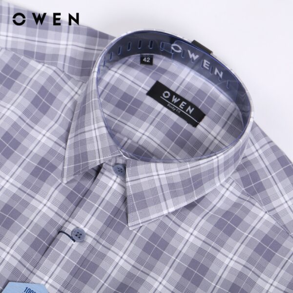 OWEN - Áo sơ mi ngắn tay Body Fit xanh caro Nano - BA220802NT - Ảnh 2