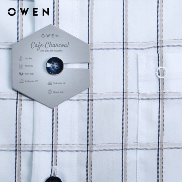 OWEN - Áo sơ mi ngắn tay Cafe Body Fit Ghi trắng - BA220932NT - Hình ảnh 4