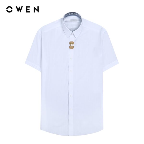 OWEN - Áo sơ mi ngắn tay Slim Fit Trắng Bamboo - AS230047N