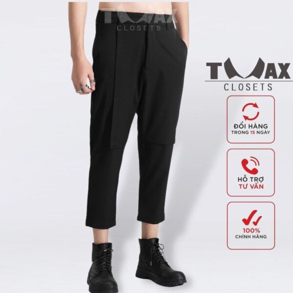 Quần baggy nam vạt giả TMAXCLOSETS cách điệu cá tính, vải kaki cotton mềm mịn, thoáng mát TM-Q1026