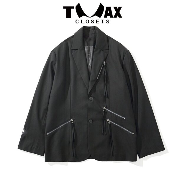 Vest nam, Áo Blazer Nam Form Rộng, có khóa cách điệu, cá tính, phong cách Hàn Quốc V1015 - TMAX CLOSETS - Hình ảnh 8